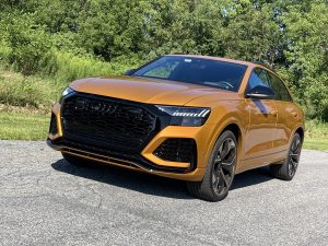 Audi’s 2023 RS Q8 quattro is a midsize SUV that performs and handles like a sports car